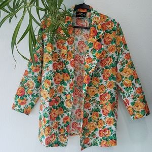 Floral 100% Linen Blazer